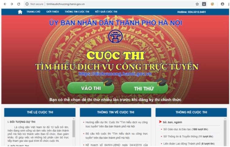 Tham dự cuộc thi “Tìm hiểu dịch vụ công trực tuyến” trên địa bàn thành phố Hà Nội