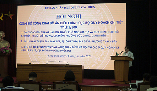 Hội nghị công bố công khai các đồ án điều chỉnh cục bộ quy hoạch chi tiết tỷ lệ 1/500 tại Quận Long Biên