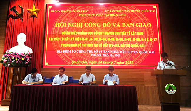 Hội nghị công và bàn giao đồ án điều chỉnh cục bộ quy hoạch chi tiết 1/500 tại các lô đất trong khu đô thị mới tại lô đất N1 + N3, đô thị Quốc Oai, Hà Nội