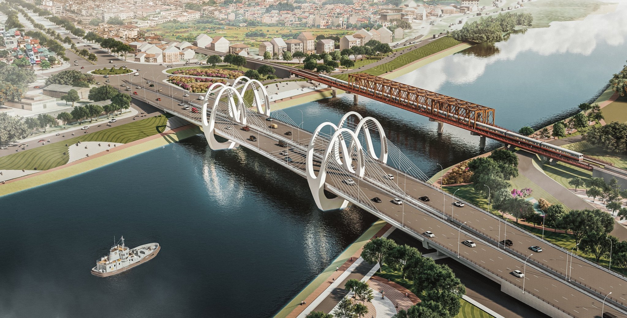 Kết quả thi tuyển phương án thiết kế kiến trúc công trình của Dự án nâng cấp tuyến vận tải thủy sông Đuống (cầu đường sắt Đuống)
